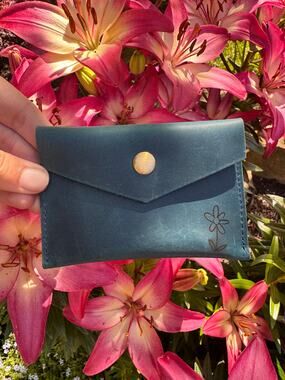 Genuine Leather Wallet OCEAN BLUE Credit Card Holder Snap Wallet NEW FAST SHIP